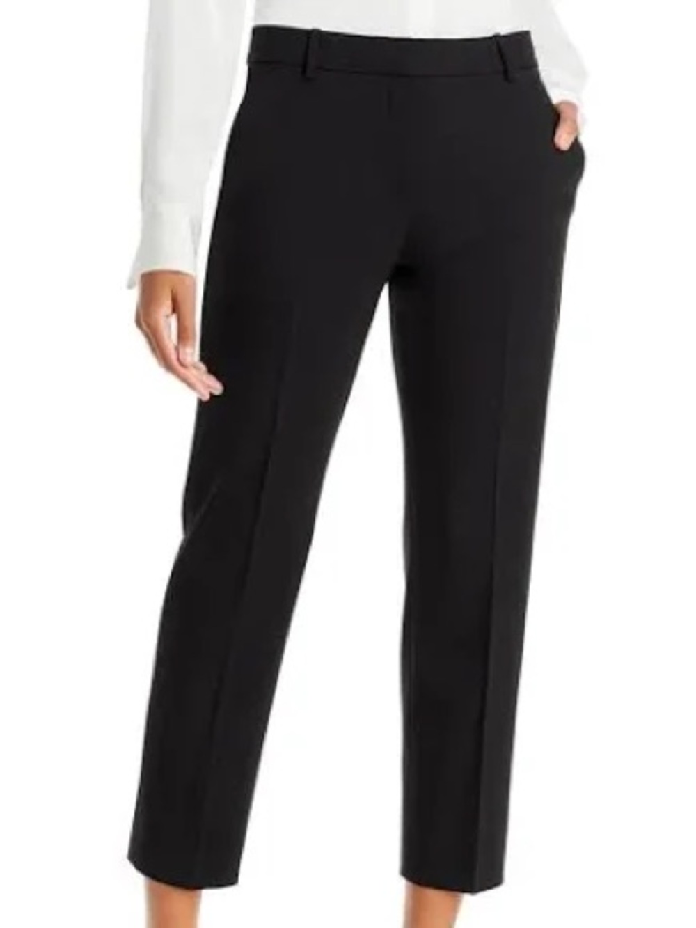 Theory Black Cropped Straight-Leg Dress Pants